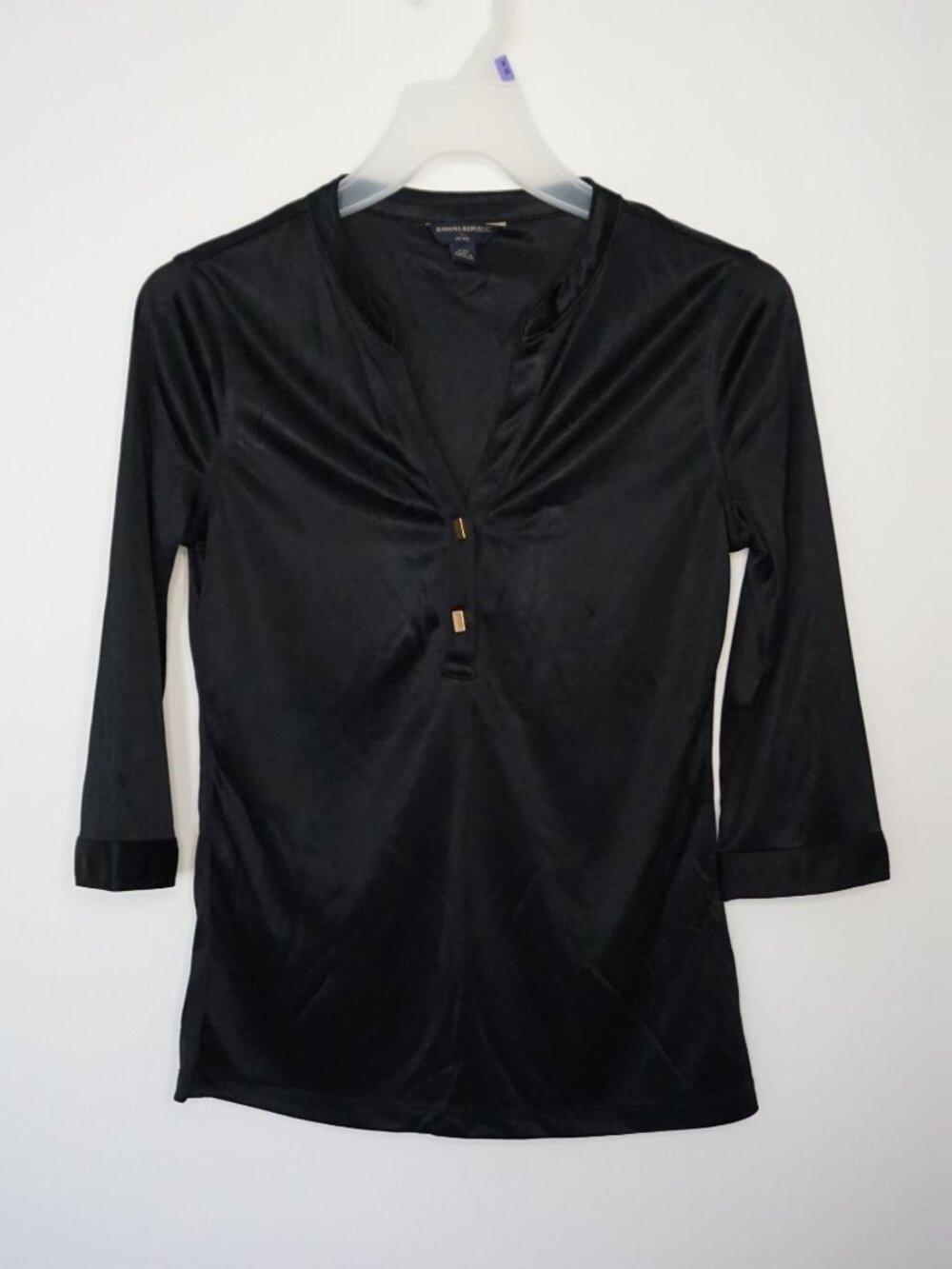 Banana Republic Women's Petite Black 3/4 Sleeve Pullover Top Size PXS